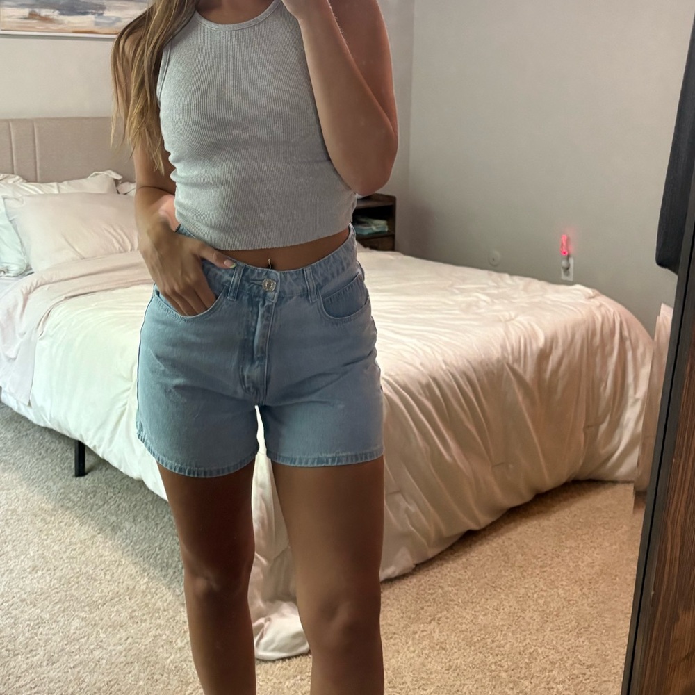 Princess Polly Light Blue Denim Shorts